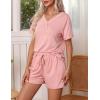 imageEkouaer Pajamas Set Womens Short Sleeve Loungewear 2 Piece PJ Shorts Sets Soft Sleepwear with Pockets SXXLPink