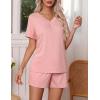 imageEkouaer Pajamas Set Womens Short Sleeve Loungewear 2 Piece PJ Shorts Sets Soft Sleepwear with Pockets SXXLPink