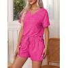 imageEkouaer Pajamas Set Womens Short Sleeve Loungewear 2 Piece PJ Shorts Sets Soft Sleepwear with Pockets SXXLRose Red