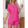 imageEkouaer Pajamas Set Womens Short Sleeve Loungewear 2 Piece PJ Shorts Sets Soft Sleepwear with Pockets SXXLRose Red