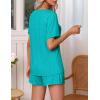 imageEkouaer Pajamas Set Womens Short Sleeve Loungewear 2 Piece PJ Shorts Sets Soft Sleepwear with Pockets SXXLTurquoise