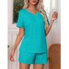 imageEkouaer Pajamas Set Womens Short Sleeve Loungewear 2 Piece PJ Shorts Sets Soft Sleepwear with Pockets SXXLTurquoise