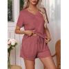 imageEkouaer Pajamas Set Womens Short Sleeve Loungewear 2 Piece PJ Shorts Sets Soft Sleepwear with Pockets SXXLWine