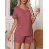 imageEkouaer Pajamas Set Womens Short Sleeve Loungewear 2 Piece PJ Shorts Sets Soft Sleepwear with Pockets SXXLWine