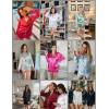 imageEkouaer Silk Pajamas for Women Satin Pajama Set Shorts and Top Long Sleeve Silky PJ Soft Loungewear Sleepwear Button DownBlue Stripe