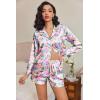 imageEkouaer Silk Pajamas for Women Satin Pajama Set Shorts and Top Long Sleeve Silky PJ Soft Loungewear Sleepwear Button DownCat Mermaid