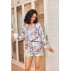 imageEkouaer Silk Pajamas for Women Satin Pajama Set Shorts and Top Long Sleeve Silky PJ Soft Loungewear Sleepwear Button DownCat Mermaid