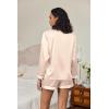 imageEkouaer Silk Pajamas for Women Satin Pajama Set Shorts and Top Long Sleeve Silky PJ Soft Loungewear Sleepwear Button DownChampagne