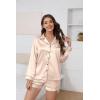imageEkouaer Silk Pajamas for Women Satin Pajama Set Shorts and Top Long Sleeve Silky PJ Soft Loungewear Sleepwear Button DownChampagne