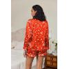 imageEkouaer Silk Pajamas for Women Satin Pajama Set Shorts and Top Long Sleeve Silky PJ Soft Loungewear Sleepwear Button DownChristmas Treered