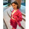 imageEkouaer Silk Pajamas for Women Satin Pajama Set Shorts and Top Long Sleeve Silky PJ Soft Loungewear Sleepwear Button DownHot Pink
