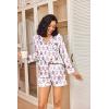 imageEkouaer Silk Pajamas for Women Satin Pajama Set Shorts and Top Long Sleeve Silky PJ Soft Loungewear Sleepwear Button DownMonkey