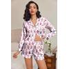 imageEkouaer Silk Pajamas for Women Satin Pajama Set Shorts and Top Long Sleeve Silky PJ Soft Loungewear Sleepwear Button DownMonkey