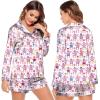 imageEkouaer Silk Pajamas for Women Satin Pajama Set Shorts and Top Long Sleeve Silky PJ Soft Loungewear Sleepwear Button DownMonkey