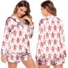 imageEkouaer Silk Pajamas for Women Satin Pajama Set Shorts and Top Long Sleeve Silky PJ Soft Loungewear Sleepwear Button DownMonkey Banana