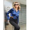 imageEkouaer Silk Pajamas for Women Satin Pajama Set Shorts and Top Long Sleeve Silky PJ Soft Loungewear Sleepwear Button DownNavy Blue