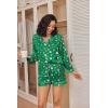 imageEkouaer Silk Pajamas for Women Satin Pajama Set Shorts and Top Long Sleeve Silky PJ Soft Loungewear Sleepwear Button DownSanta Clausgreen