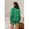 imageEkouaer Silk Pajamas for Women Satin Pajama Set Shorts and Top Long Sleeve Silky PJ Soft Loungewear Sleepwear Button DownSanta Clausgreen