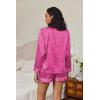 imageEkouaer Silk Pajamas for Women Satin Pajama Set Shorts and Top Long Sleeve Silky PJ Soft Loungewear Sleepwear Button DownZebra Printpink