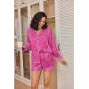 imageEkouaer Silk Pajamas for Women Satin Pajama Set Shorts and Top Long Sleeve Silky PJ Soft Loungewear Sleepwear Button DownZebra Printpink