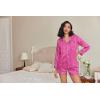 imageEkouaer Silk Pajamas for Women Satin Pajama Set Shorts and Top Long Sleeve Silky PJ Soft Loungewear Sleepwear Button DownZebra Printpink