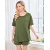 imageEkouaer Womens 2 Piece Pajama Sets Short Sleeve Lounge Sets Soft Round Neck Top and Shorts SleepwearArmy Green