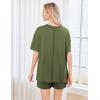 imageEkouaer Womens 2 Piece Pajama Sets Short Sleeve Lounge Sets Soft Round Neck Top and Shorts SleepwearArmy Green