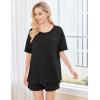 imageEkouaer Womens 2 Piece Pajama Sets Short Sleeve Lounge Sets Soft Round Neck Top and Shorts SleepwearBlack