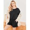 imageEkouaer Womens 2 Piece Pajama Sets Short Sleeve Lounge Sets Soft Round Neck Top and Shorts SleepwearBlack