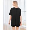 imageEkouaer Womens 2 Piece Pajama Sets Short Sleeve Lounge Sets Soft Round Neck Top and Shorts SleepwearBlack