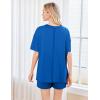imageEkouaer Womens 2 Piece Pajama Sets Short Sleeve Lounge Sets Soft Round Neck Top and Shorts SleepwearBlue