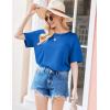 imageEkouaer Womens 2 Piece Pajama Sets Short Sleeve Lounge Sets Soft Round Neck Top and Shorts SleepwearBlue