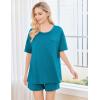 imageEkouaer Womens 2 Piece Pajama Sets Short Sleeve Lounge Sets Soft Round Neck Top and Shorts SleepwearBlue Green