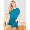 imageEkouaer Womens 2 Piece Pajama Sets Short Sleeve Lounge Sets Soft Round Neck Top and Shorts SleepwearBlue Green