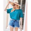 imageEkouaer Womens 2 Piece Pajama Sets Short Sleeve Lounge Sets Soft Round Neck Top and Shorts SleepwearBlue Green