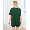 imageEkouaer Womens 2 Piece Pajama Sets Short Sleeve Lounge Sets Soft Round Neck Top and Shorts SleepwearBright Green