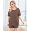 imageEkouaer Womens 2 Piece Pajama Sets Short Sleeve Lounge Sets Soft Round Neck Top and Shorts SleepwearBrown