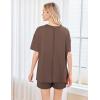 imageEkouaer Womens 2 Piece Pajama Sets Short Sleeve Lounge Sets Soft Round Neck Top and Shorts SleepwearBrown
