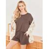 imageEkouaer Womens 2 Piece Pajama Sets Short Sleeve Lounge Sets Soft Round Neck Top and Shorts SleepwearBrown