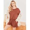 imageEkouaer Womens 2 Piece Pajama Sets Short Sleeve Lounge Sets Soft Round Neck Top and Shorts SleepwearClay
