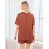 imageEkouaer Womens 2 Piece Pajama Sets Short Sleeve Lounge Sets Soft Round Neck Top and Shorts SleepwearClay