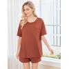 imageEkouaer Womens 2 Piece Pajama Sets Short Sleeve Lounge Sets Soft Round Neck Top and Shorts SleepwearClay
