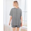 imageEkouaer Womens 2 Piece Pajama Sets Short Sleeve Lounge Sets Soft Round Neck Top and Shorts SleepwearGrey