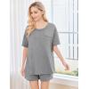 imageEkouaer Womens 2 Piece Pajama Sets Short Sleeve Lounge Sets Soft Round Neck Top and Shorts SleepwearGrey