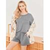 imageEkouaer Womens 2 Piece Pajama Sets Short Sleeve Lounge Sets Soft Round Neck Top and Shorts SleepwearGrey