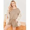 imageEkouaer Womens 2 Piece Pajama Sets Short Sleeve Lounge Sets Soft Round Neck Top and Shorts SleepwearKhaki