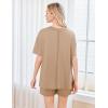 imageEkouaer Womens 2 Piece Pajama Sets Short Sleeve Lounge Sets Soft Round Neck Top and Shorts SleepwearKhaki