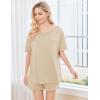 imageEkouaer Womens 2 Piece Pajama Sets Short Sleeve Lounge Sets Soft Round Neck Top and Shorts SleepwearLight Brown