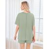 imageEkouaer Womens 2 Piece Pajama Sets Short Sleeve Lounge Sets Soft Round Neck Top and Shorts SleepwearLight Green