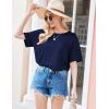 imageEkouaer Womens 2 Piece Pajama Sets Short Sleeve Lounge Sets Soft Round Neck Top and Shorts SleepwearNavy Blue